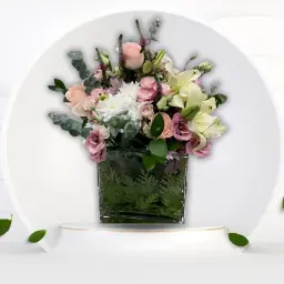 Crystal Luxury - A Vase Decorated with Various Natural Flowers
